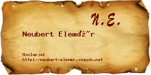 Neubert Elemér névjegykártya